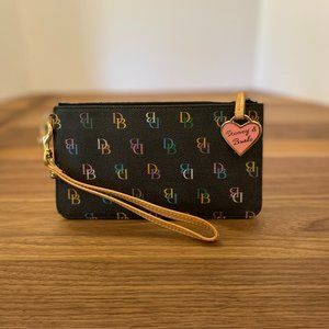 Dooney and Bourke Rainbow Monogram Signature Logo Large Wristlet